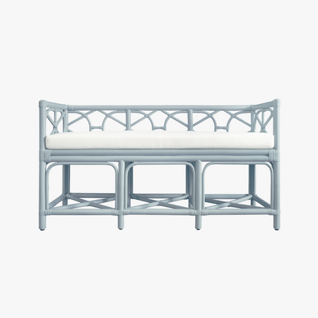 Fernandina Light Blue Rattan Bench