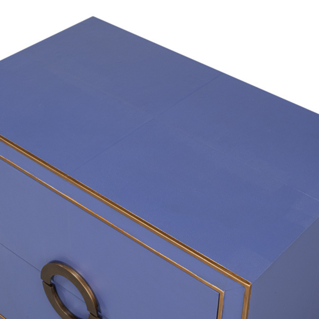 Top Detail - Two Drawer Gideon Marine Shagreen Nightstand
