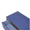 Drawer Liner - Blue textured leather nightstand with drawer open