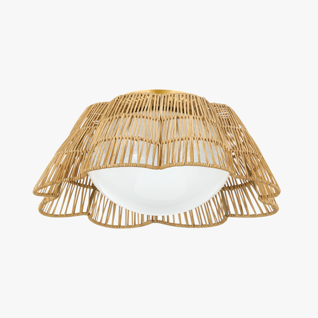 Raiford Rattan Flush Mount - Woven Basket Lighting - Dear Keaton