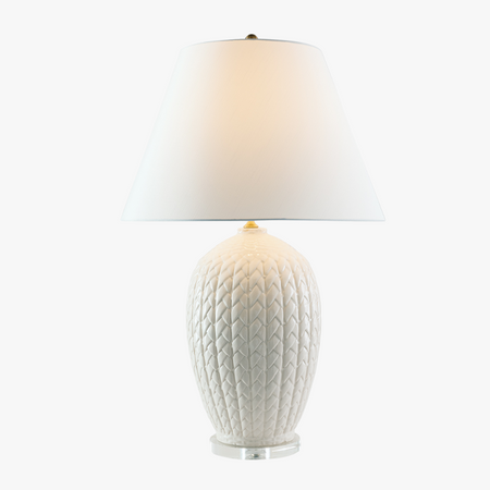 Basketweave Ivory Table Lamp