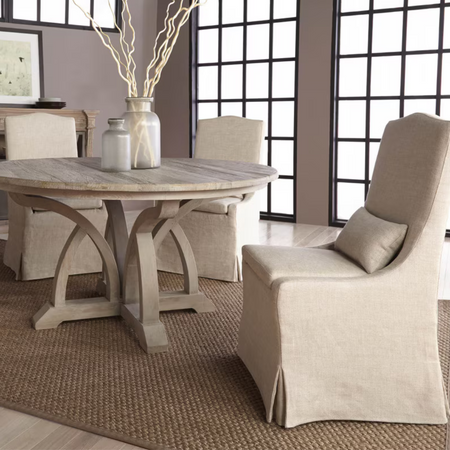 Cora Slipcovered Linen Dining Chairs in Neutral Dining Room