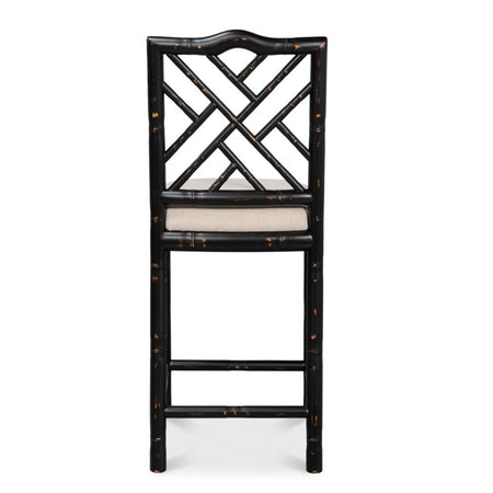 Crosby Aged Black Counter Stool - fretwork design