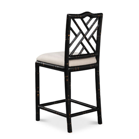 Crosby Black Counter Stool - fretwork design back