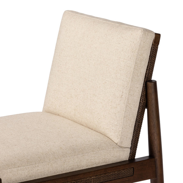 Crosby Dining Chair woven rattan back performance fabric