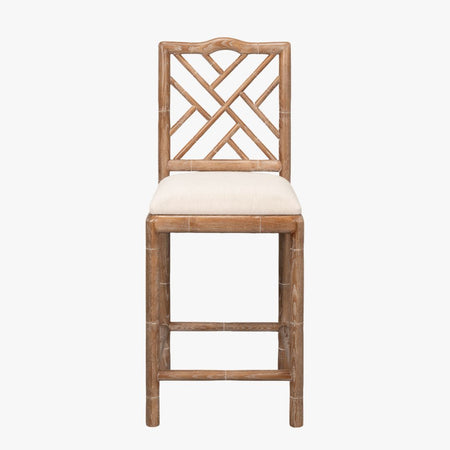 Crosby Oak Counter Stool - faux bamboo fretwork