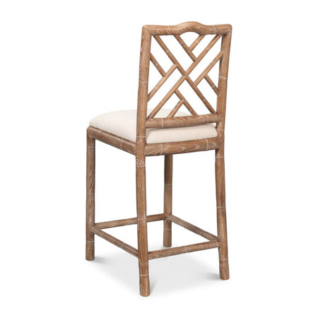 Crosby Oak Counter Stool - fretwork back detail