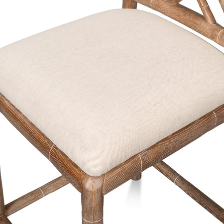 Crosby Oak Counter Stool neutral linen seat