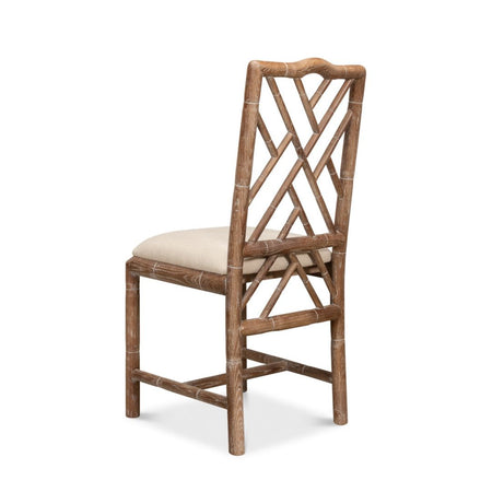 Crosby Oak Side Chair fretwork design angle view