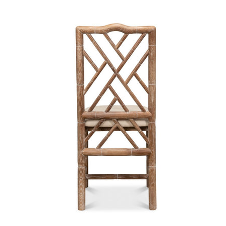 Crosby Oak Side Chair fretwork design back view