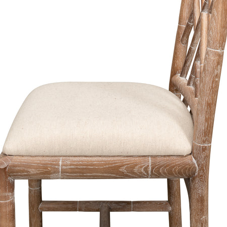 Crosby Oak Side Chair linen seat side view