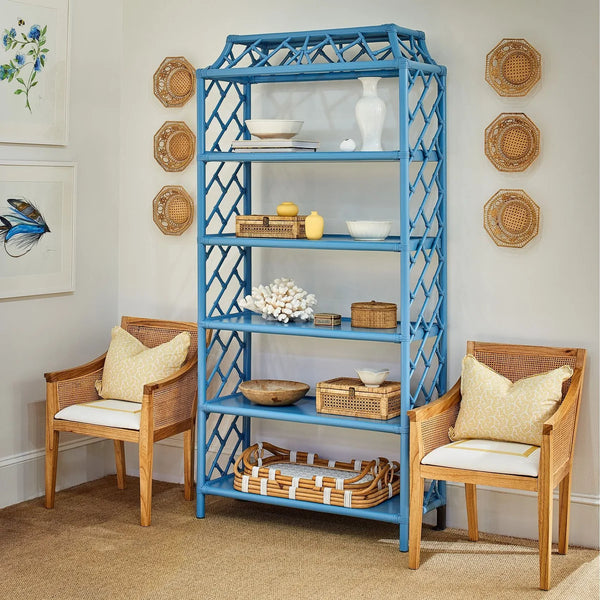 Custom Color Chippendale Bookcase - Rattan Fretwork - Dear Keaton