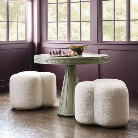 Custom Color Thalia Round Table - custom color styled in plum room