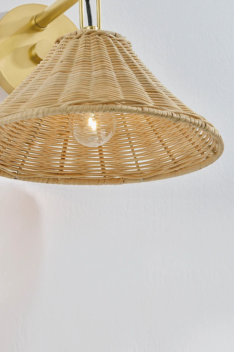Dartmoor Woven Rattan Sconce Closeup
