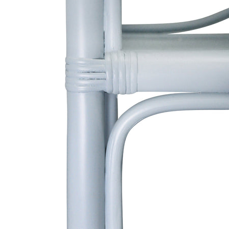 Fernandina Light Blue Rattan Etagere leg closeup