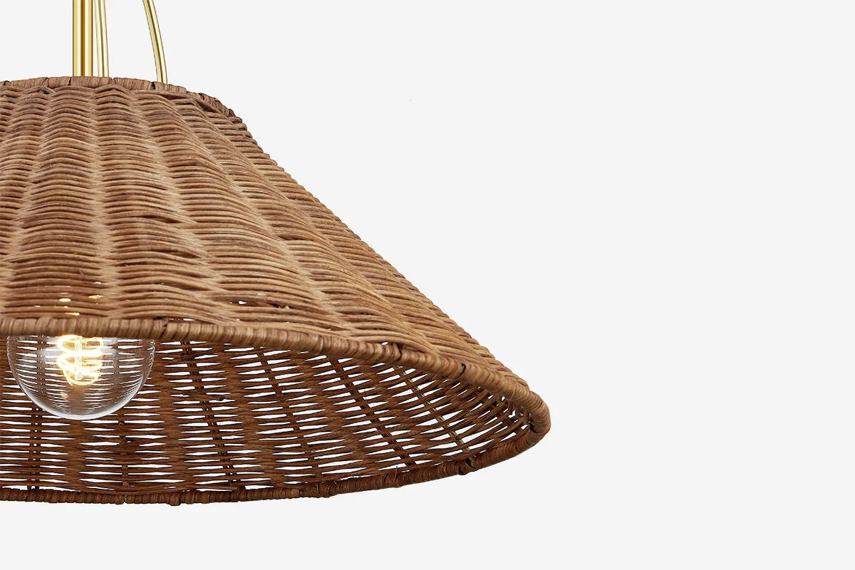 Davida Woven Rattan Pendant closeup