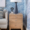 Madison Grasscloth Nighstand Styled with blue lamp