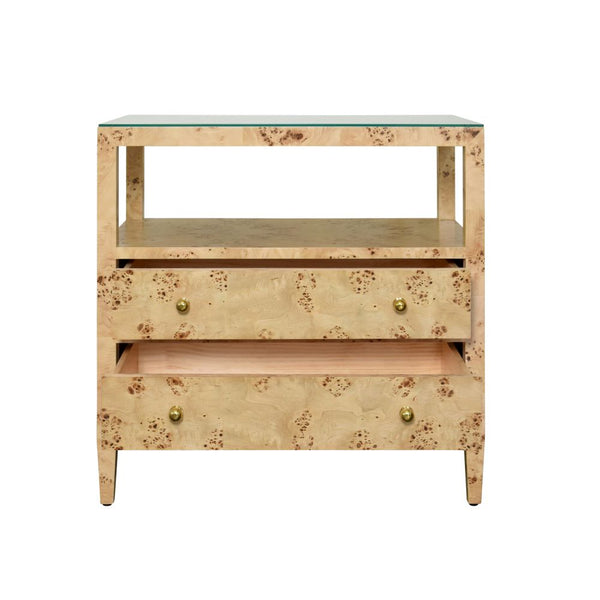 Damien Burl Side Table - two drawers 