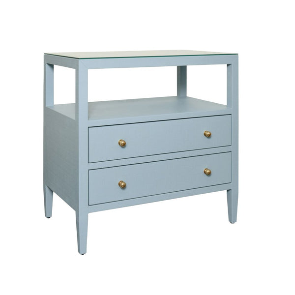 Damien Light Blue Lacquered Linen Side Table