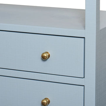 Damien Light Blue Side Table - Lacquered Linen Furniture - Dear Keaton Damien Light Blue Side Table - Lacquered Linen Furniture - Dear Keaton
