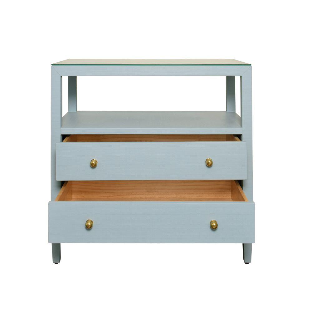 Damien Light Blue Side Table with open drawers