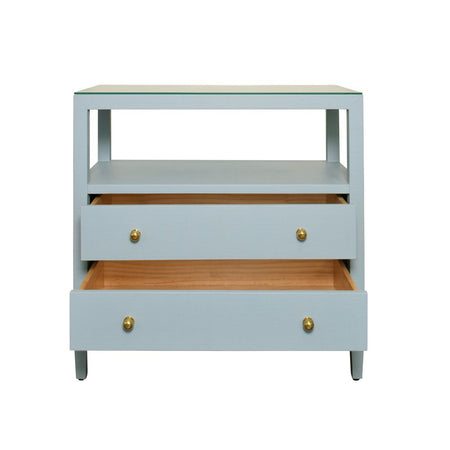 Damien Light Blue Side Table with open drawers