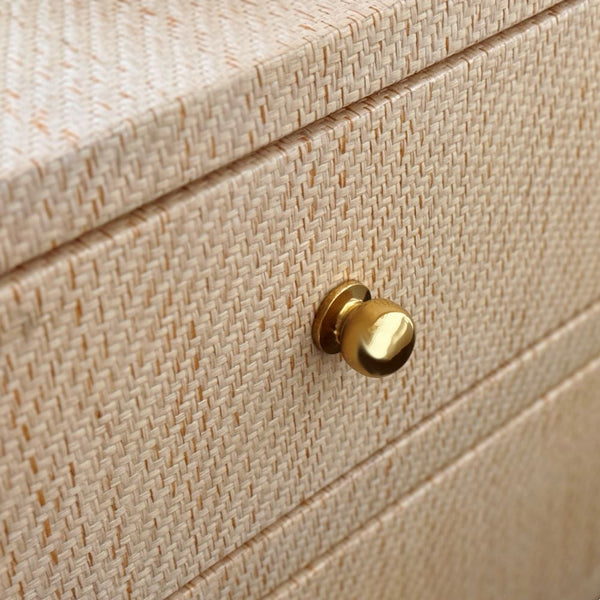 Damien Natural Side Table brass hardware and texture closeup
