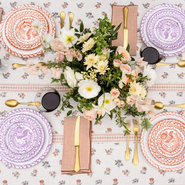 Casa Lilac and Coral Dinnerware styled