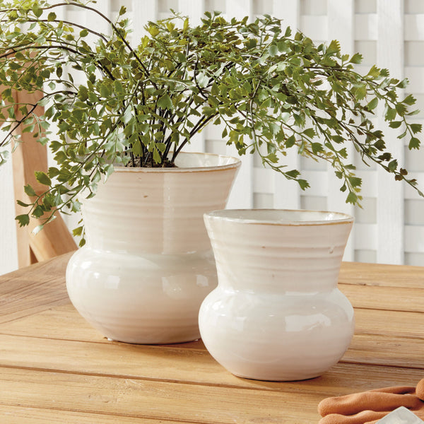 Dabney Ivory Stoneware Pot - Orchid Planter Pot
