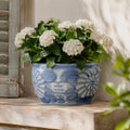 Dahlia Bowl styled with white hydrangeas