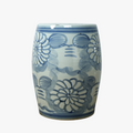 Dahlia Garden Stool - blue flowers