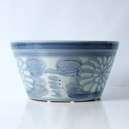 Dahlia Planter - Blue and White flowers