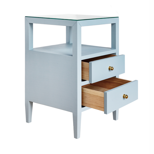 Daisy Light Blue Side Table Open Drawers