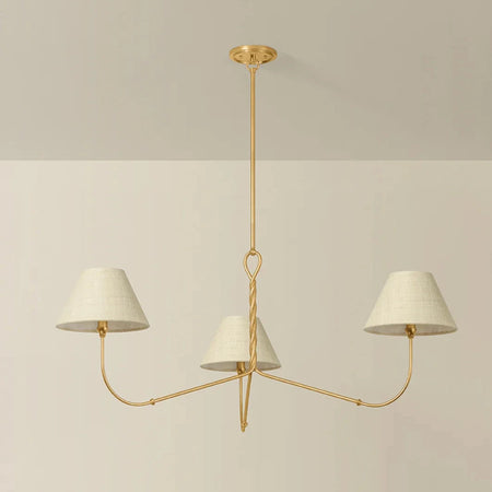 Dalton  3 Arm Gold Chandelier in neutral room