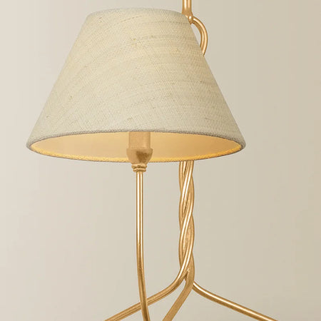 Dalton  3 Arm Gold Chandelier textured shade closeup