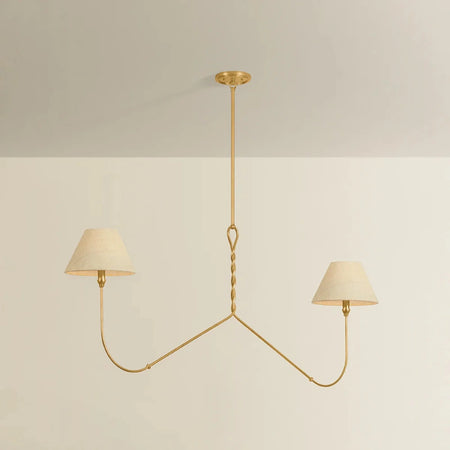 Dalton Twisted Gold Linear Chandelier styled 