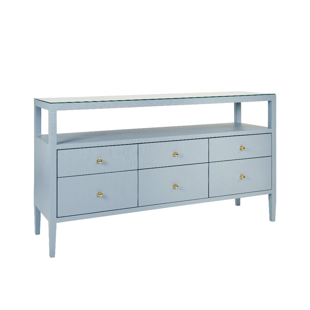 Damien Light Blue Console Table - Textured Linen - Dear Keaton
