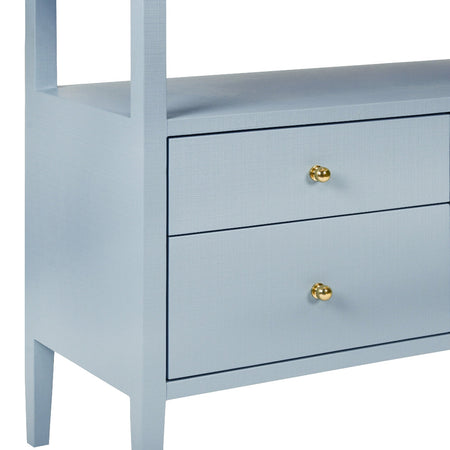 Damien Light Blue Textured Linen Console Table Corner