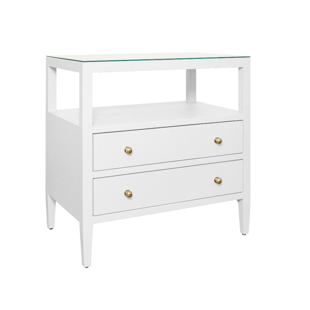 Damien White Lacquered Linen Side Table
