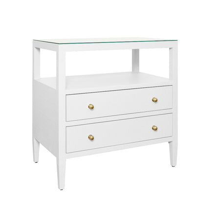 Damien White Lacquered Linen Side Table