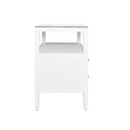 Damien White Lacquered Linen Side Table side view