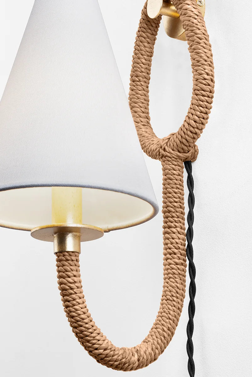Del Ray Plugin Sconce Woven Closeup