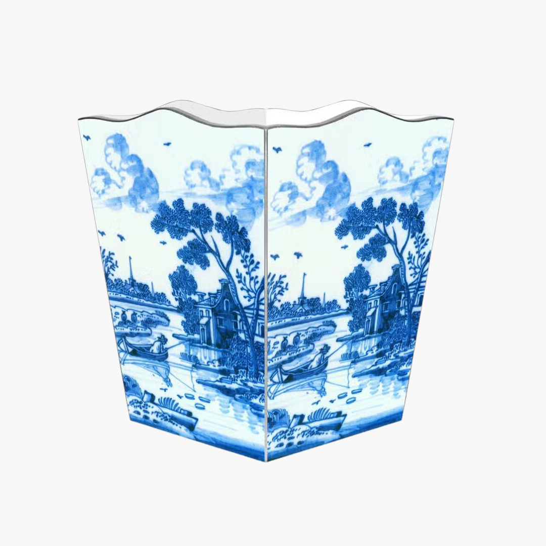 Delft Landscape Wastebasket Chic Bathroom Accessories Dear Keaton