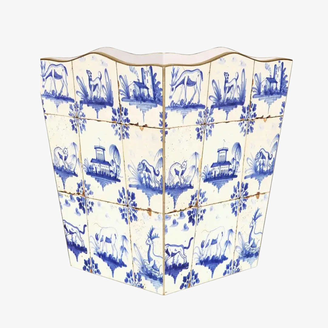 Delft Tile Wastebasket
