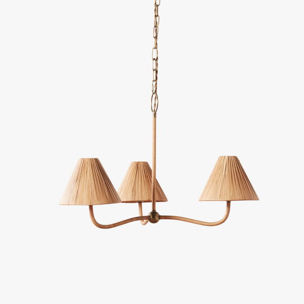Delphine Chandelier - Woven Rattan Shades - Dear Keaton