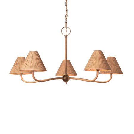 Delphine Large Rattan Chandelier illuminated