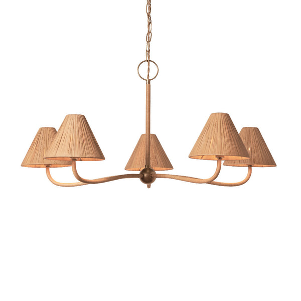 Delphine Large Rattan Chandelier illuminated