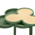 Deschamps Green Accent Table - removable grasscloth top