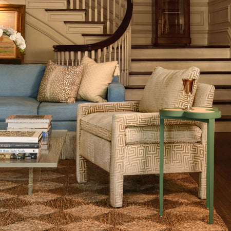 Deschamps Green Accent Table styled in living room