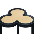 Deschamps Navy Accent Table - grasscloth top closeup